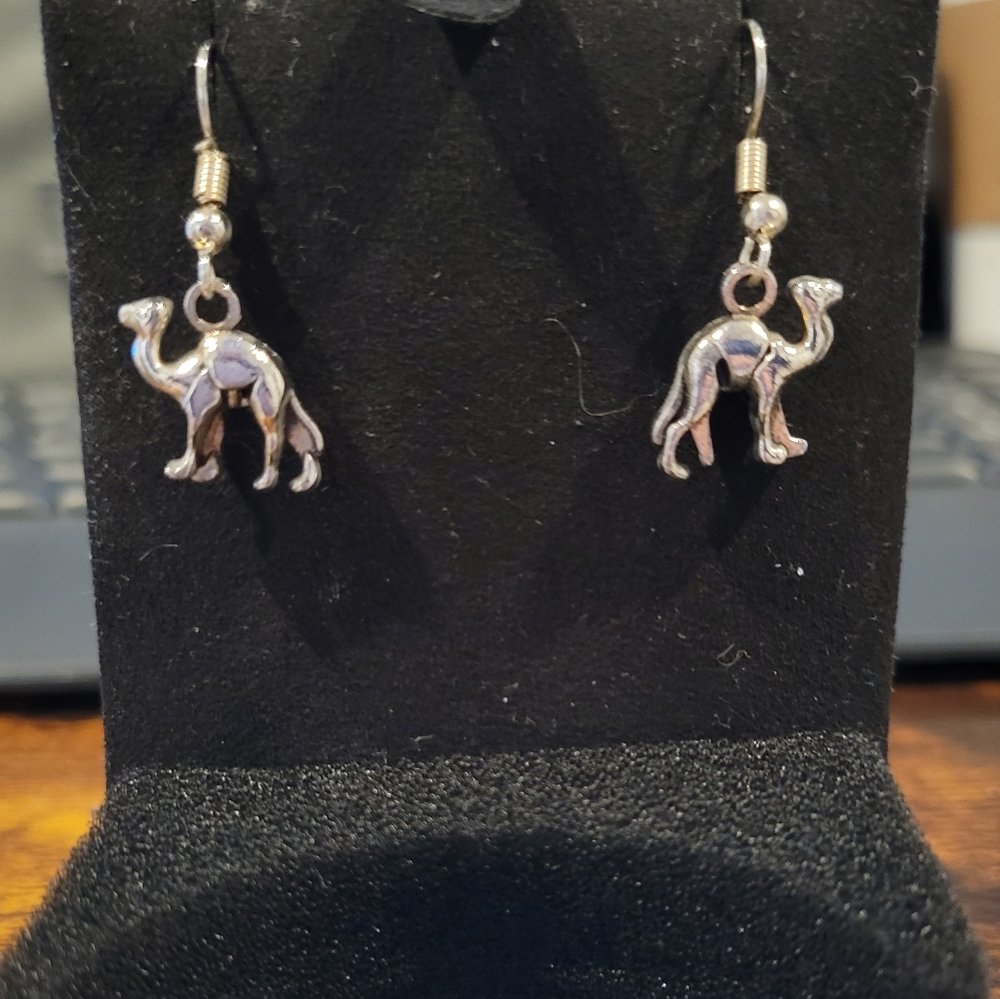 Handmade Silver Camel Dangle Earrings